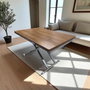 Hanah Home Mesa de Comedor Extensible Nogal y Cromo